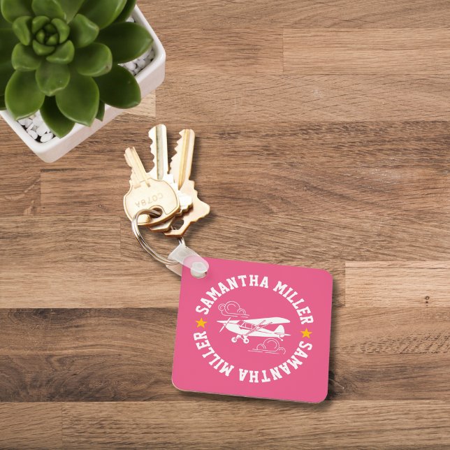 Piper Cub Airplane Not Your Co-Pilot Pink Custom Schlüsselanhänger (Von Creator hochgeladen)