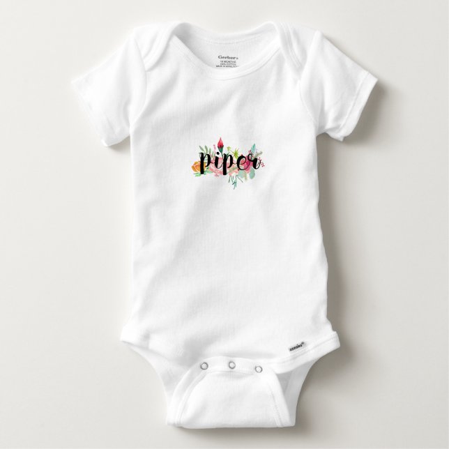 Piper Floral Personalisiert Baby Strampler (Vorderseite)