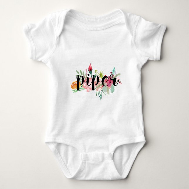 Piper Floral Personalisiert Baby Strampler (Vorderseite)
