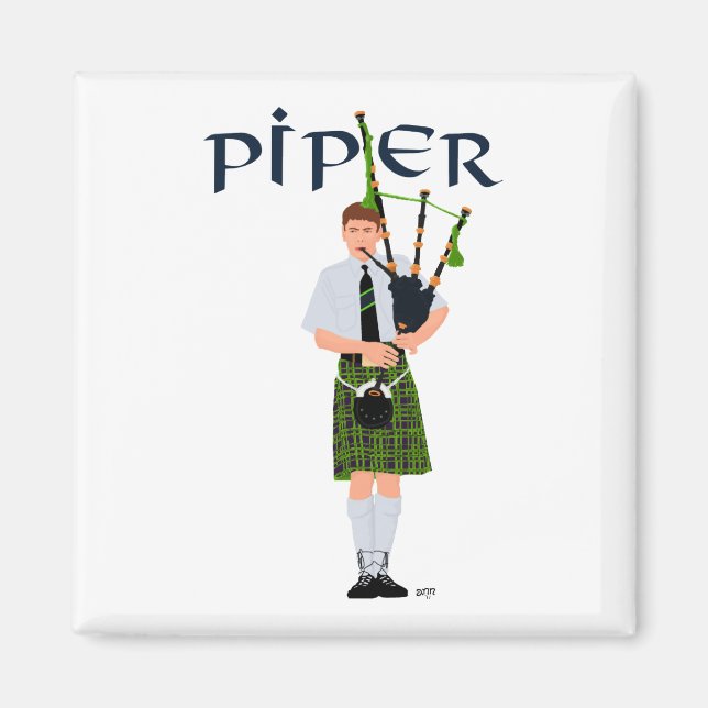 PIPER Green Kariert Magnet (Vorne)