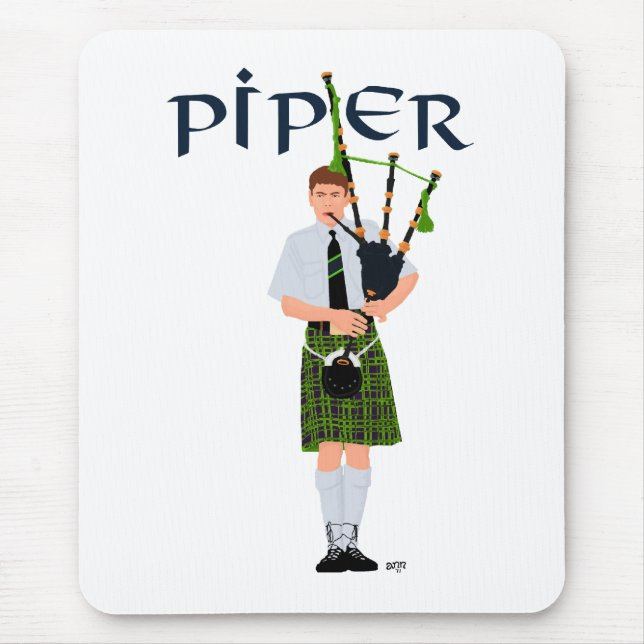 PIPER Green Kariert Mousepad (Vorne)