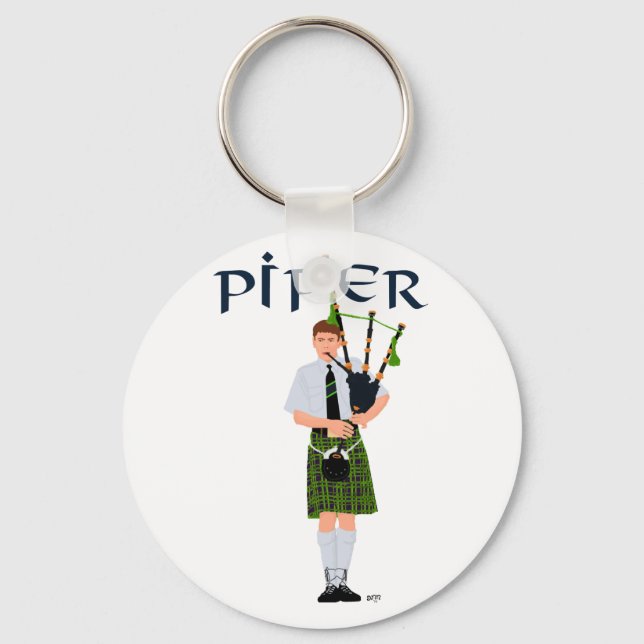 PIPER Green Kariert Schlüsselanhänger (Vorderseite)