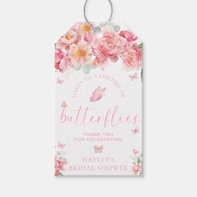 Piper Peony Butterfly Brautparty Favor Geschenkanhänger (Vorderseite)