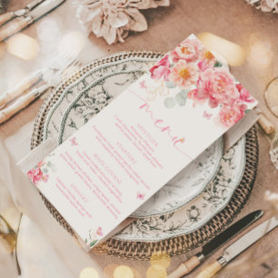 Piper Peony Butterfly Bridal Menü & Vielen Dank Menükarte