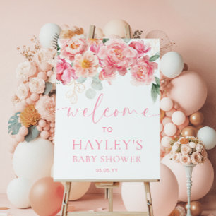 Piper Peony Floral Baby Dusche Begrüßungszeichen Poster