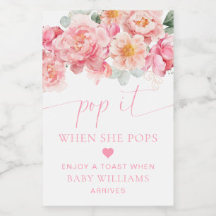 Piper Peony Floral Baby Dusche Pop It Weinetikett