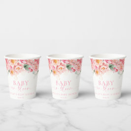 Piper Peony Floral Baby in Bloom Baby Dusche Pappbecher
