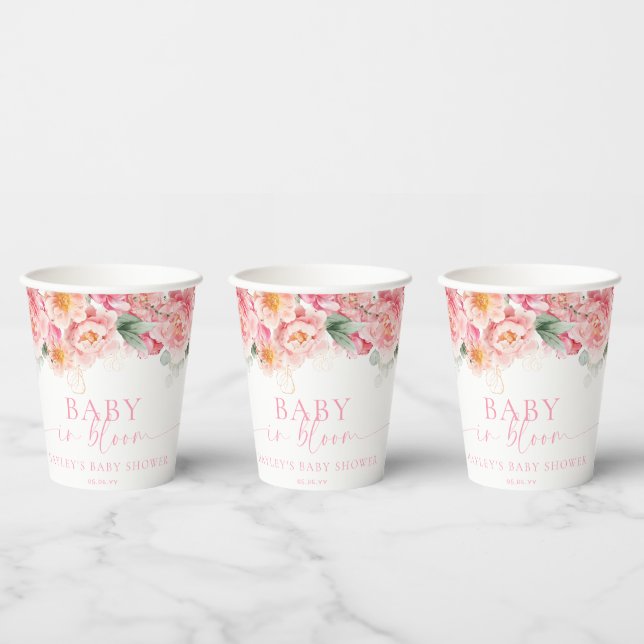 Piper Peony Floral Baby in Bloom Baby Dusche Pappbecher (Multi)