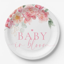 Piper Peony Floral Baby in Bloom Baby Dusche Pappteller