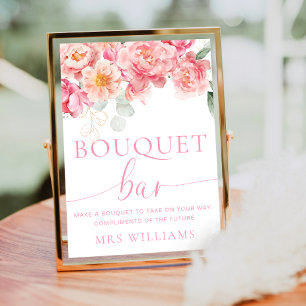 Piper Peony Floral Bouquet Blume Bar Sign Poster