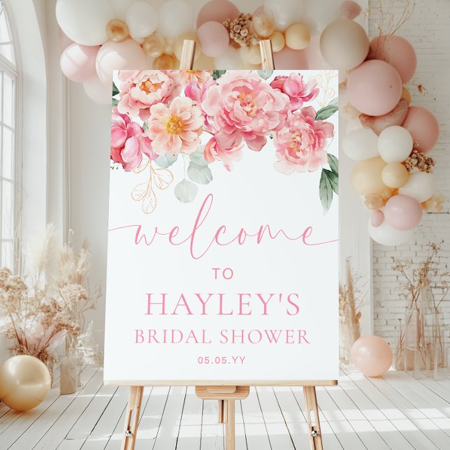 Piper Peony Floral Brautparty Begrüßungszeichen Poster (Welcome Sign Bridal Shower Piper Peony )
