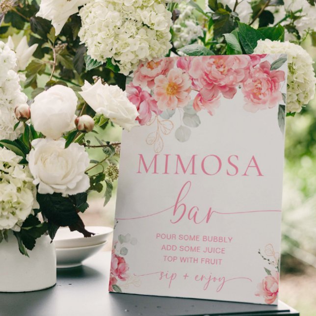 Piper Peony Floral Brautparty Mimosa Bar Sign Poster (Mimosa Bar Sign Peony Piper )