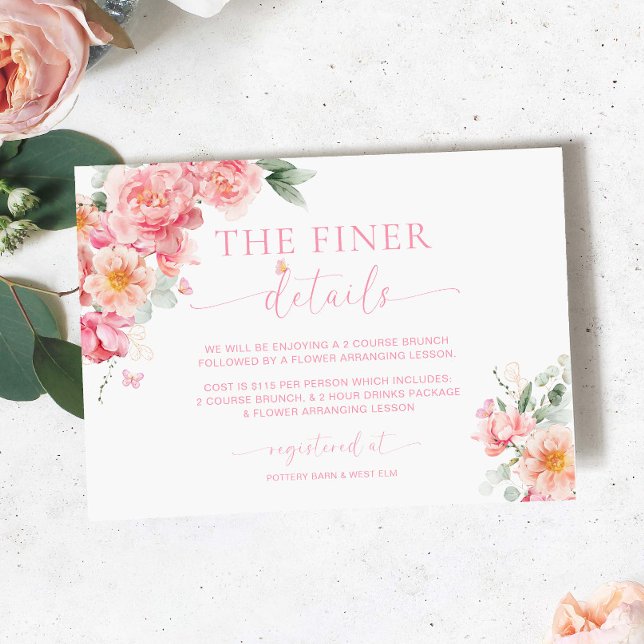 Piper Peony Floral Butterfly Brautparty Details Begleitkarte (The Finer Details Card Butterfly Piper Peony )