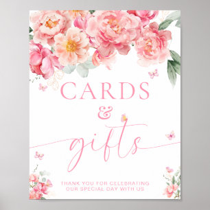 Piper Peony Floral Butterfly Cards and Gifts Sign Poster