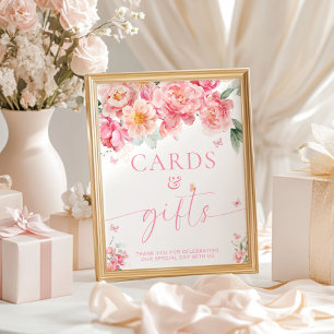 Piper Peony Floral Butterfly Cards and Gifts Sign Poster