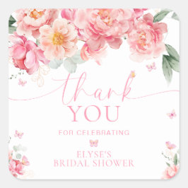 Piper Peony Floral Butterfly Vielen Dank für Ihre  Quadratischer Aufkleber