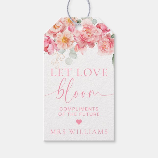 Piper Peony Floral Ließ Liebe Bloom Favor Geschenkanhänger (Vorderseite)