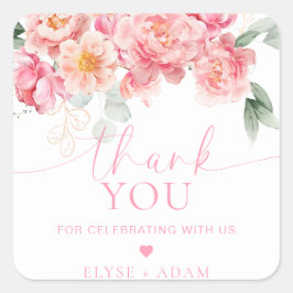 Piper Peony Floral Vielen Dank Quadratischer Aufkleber