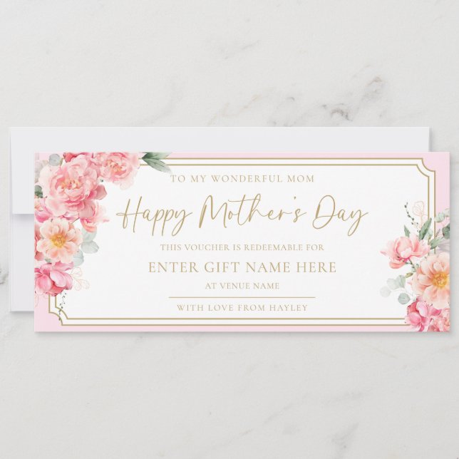 Piper Peony Happy Mother's Day Gift Voucher Card Einladung (Vorderseite)