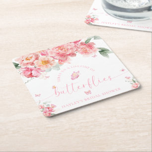 Piper Peony Lifetime of Butterflies Brautparty Rechteckiger Pappuntersetzer