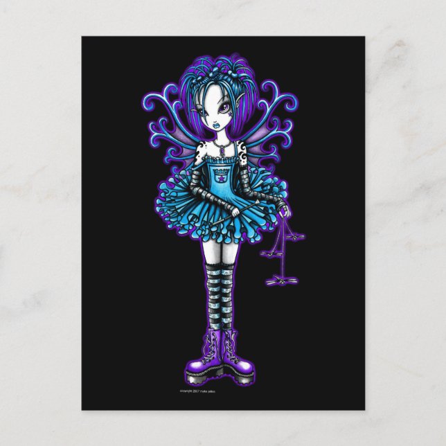 "Piper" Postcard Goth Dragonfly-Fee Postkarte (Vorderseite)