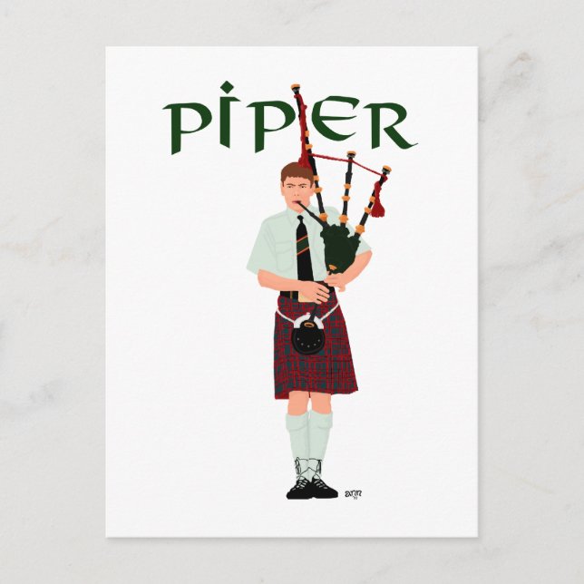 PIPER Rot Kariert Postkarte (Vorderseite)