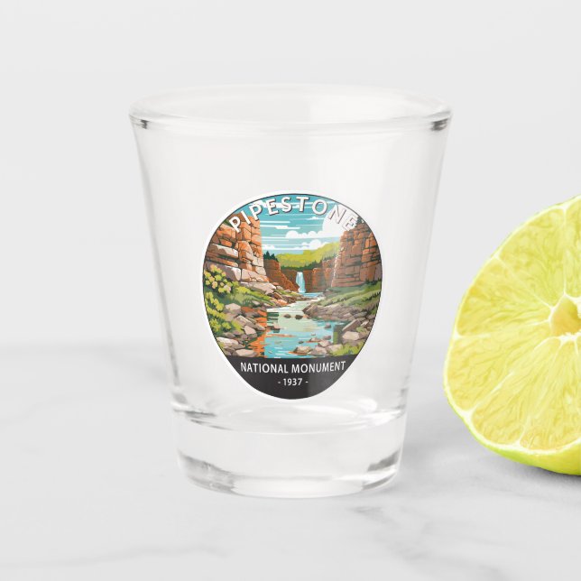 Pipestone Minnesota Circle Schnapsglas (Vorderseite)