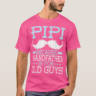 Pipi, weil Großvater für alte Typ glücklich Fett i T-Shirt