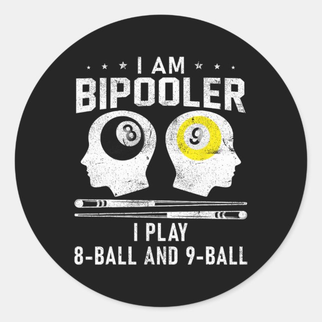Pipooler Pool Pool Pool Cool Billard 8 und 9 L Runder Aufkleber (Vorderseite)