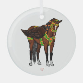 Pippael Halt at X Carousel Pegasus Glass Ornament Aus Glas