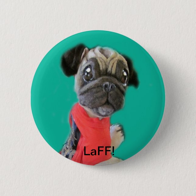 Pippinapfel-Mops-Welpen-Hundeknopf LaFF! Button (Vorderseite)