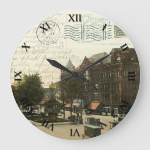 Piqua Ohio Postkarten-Uhr - Marktplatz 1912 Große Wanduhr