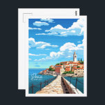 Piran Slovenien Vintage Place Illustration Postkarte<br><div class="desc">Piran Slovenien Vintage Place Illustration</div>