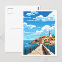 Piran Slovenien Vintage Place Illustration