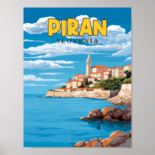 Piran Slowenien Vintage-Reiseillustration Poster