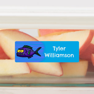Piranha Cartoon personalisiert Etiketten