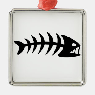 Piranha-Fischgräte Silbernes Ornament
