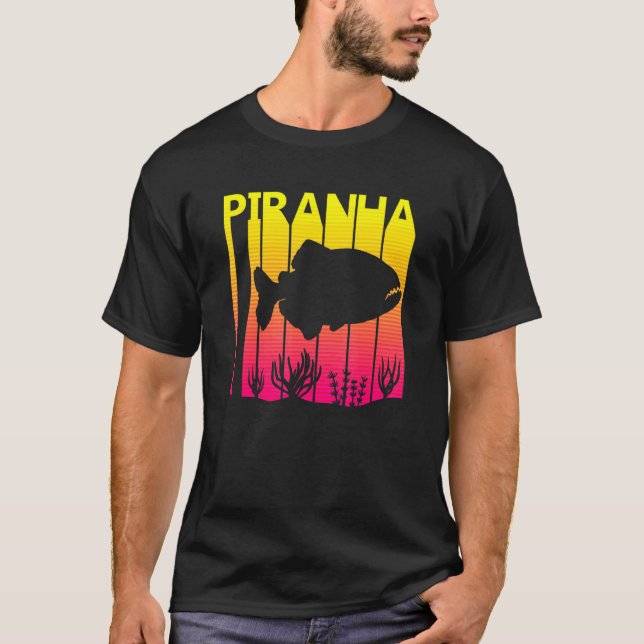Piranha Fish Retro T-Shirt (Vorderseite)