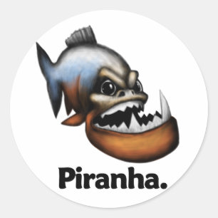 Piranha Piranha. Runder Aufkleber