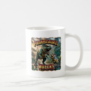 Piranhasaurus Wrecks Illustration – Lustige Grusel Kaffeetasse