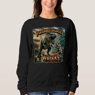 Piranhasaurus Wrecks Illustration – Lustige Grusel Sweatshirt