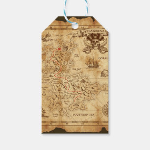 Pirat Alter Vintage Schatzkarte Geburtstagsfeier Geschenkanhänger