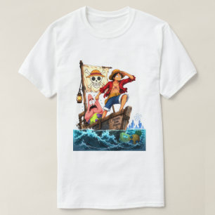 Pirat auf See Lustige Anime-Zeichentrickfilm-Ozean T-Shirt