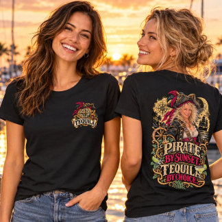 Pirat bei Sonnenuntergang, Tequila nach Wahl Segel T-Shirt