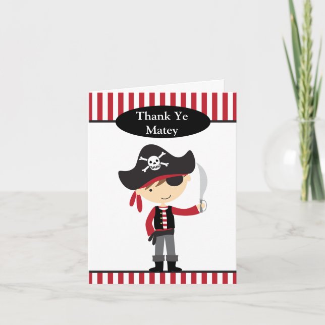 Pirat Boy Note Cards Dankeskarte (Vorderseite)