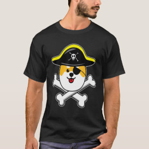 Pirat Corgi Kreuzknochen Kostüm Einfacher Hund Hal T-Shirt