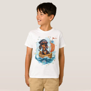 Pirat-Dachshund Lustiger Hund Kinder T-Shirt