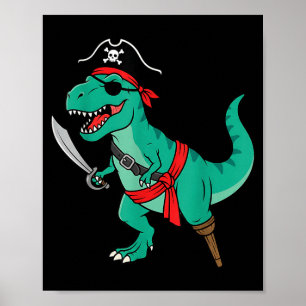 Pirat Dinosaur Kleinkind Junge Lustige Kinder Hall Poster