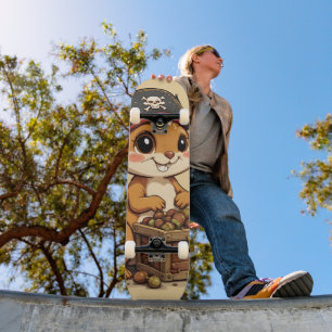 Pirat-Eichhörnchen mit Eichelschatz Lustig Süß Kin Skateboard