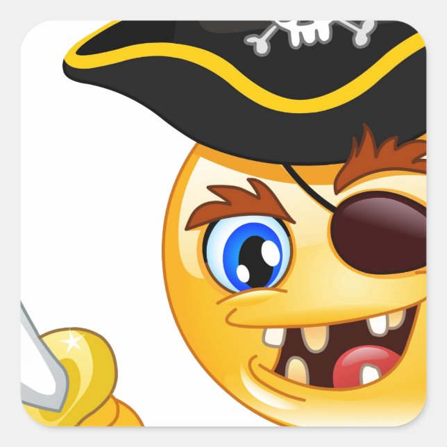 Pirat Emoji Quadratischer Aufkleber (Vorderseite)